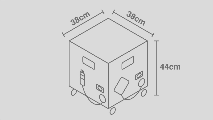 Le Cube est compact, il peut être rangé sous un pupitre